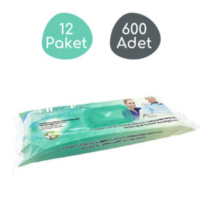 Haspet Antibakteriyel Perine Bölge Temizleme Havlusu Kapaklı 30x32cm 12 Paket - 600 Adet
